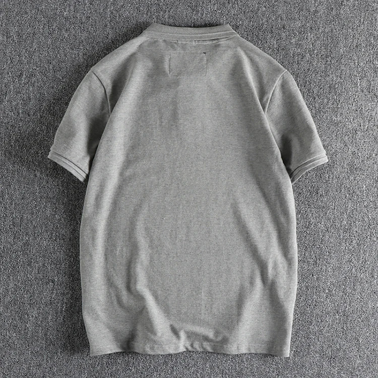 Retro Short-sleeved Lapel Solid Color Polo Shirt