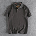 Retro Short-sleeved Lapel Solid Color Polo Shirt